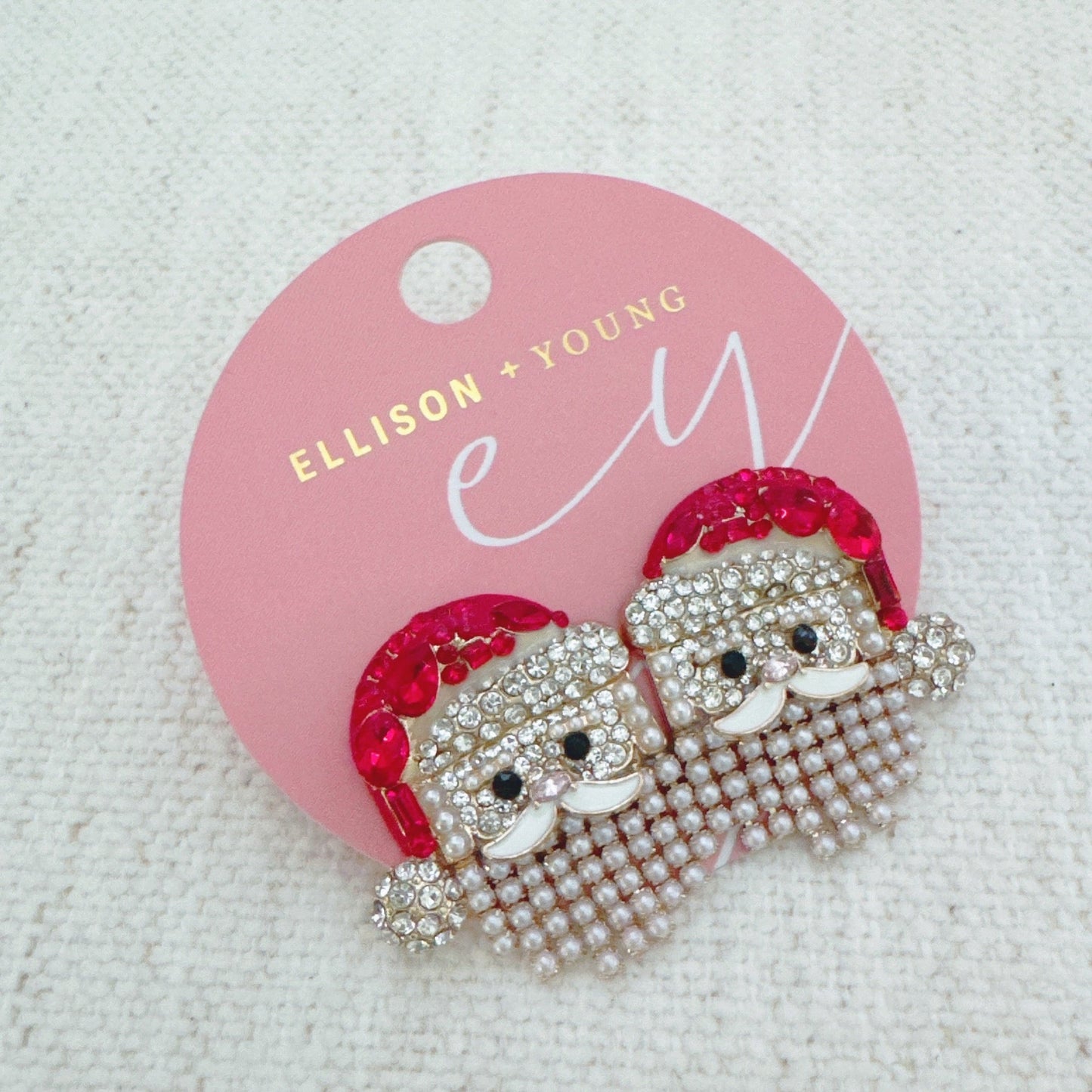 Santa Earrings with Pearl Drape Beard – Holiday Jewelry