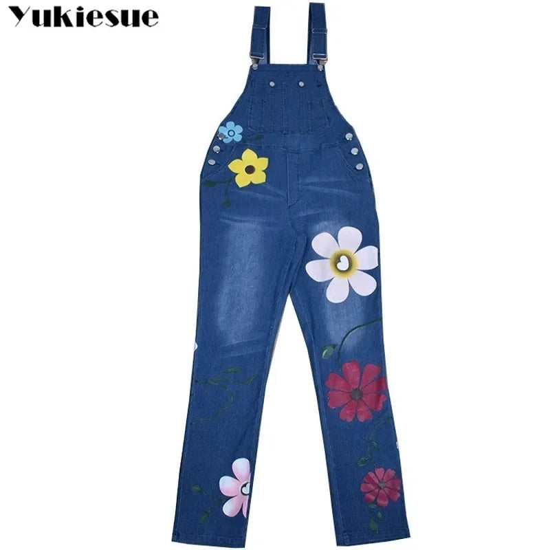 floral printed New Arrival Sleeveless Jumpsuit Jeans Sexy Bodysuit Women Denim Overalls Rompers Girls Pants Mom Jeans Ladies