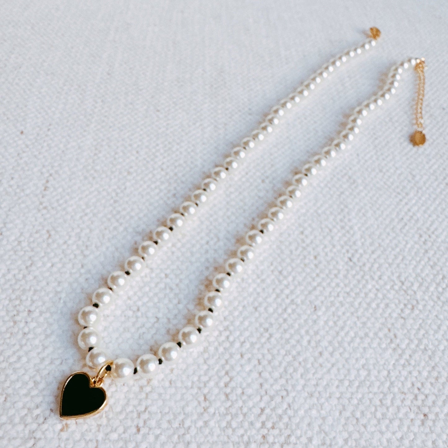 Silky Thread Heart Charm Necklace