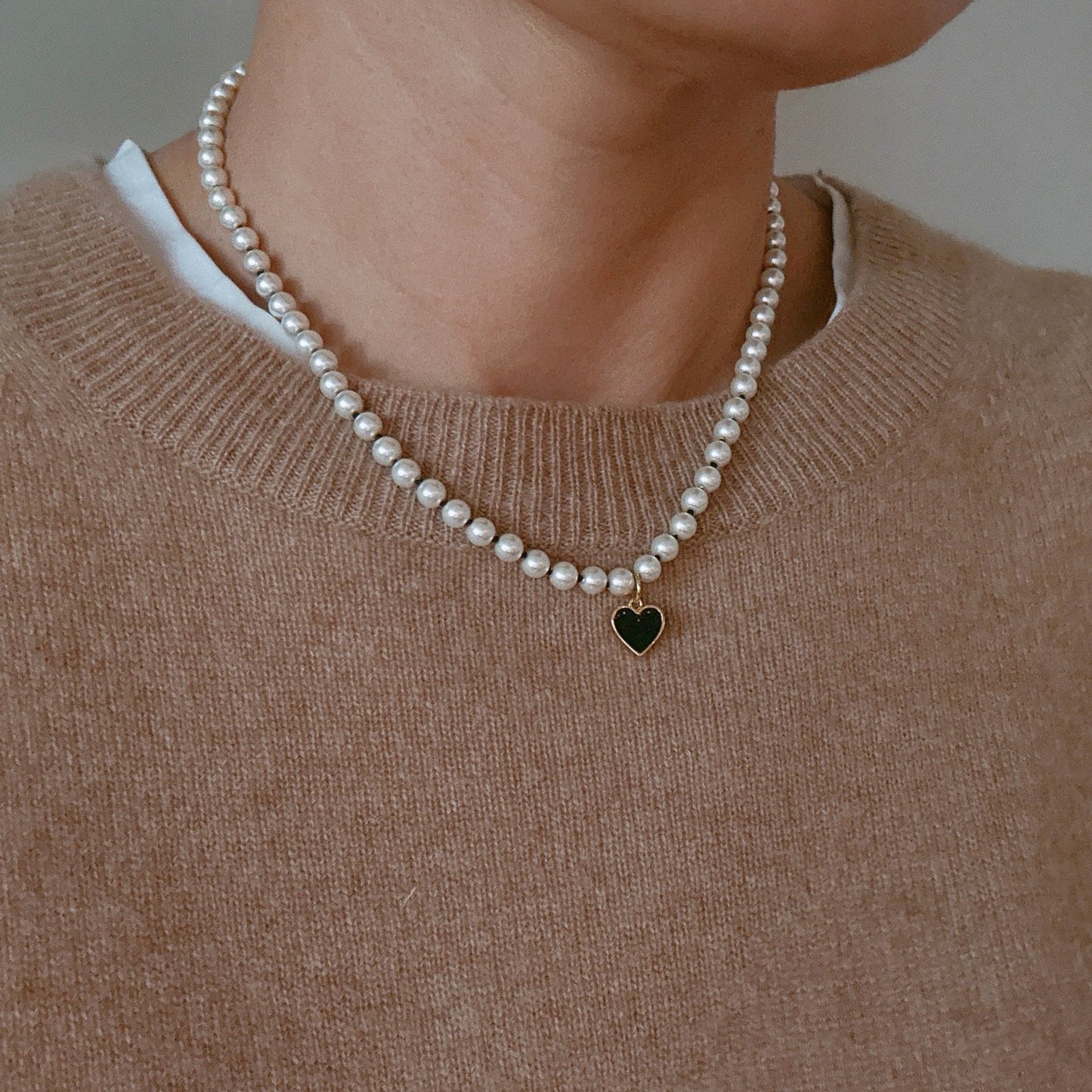 Silky Thread Heart Charm Necklace