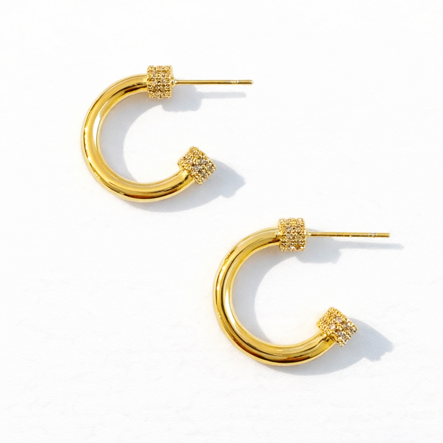 Simply Aiden Hoop Earrings -Gold & CZ Details