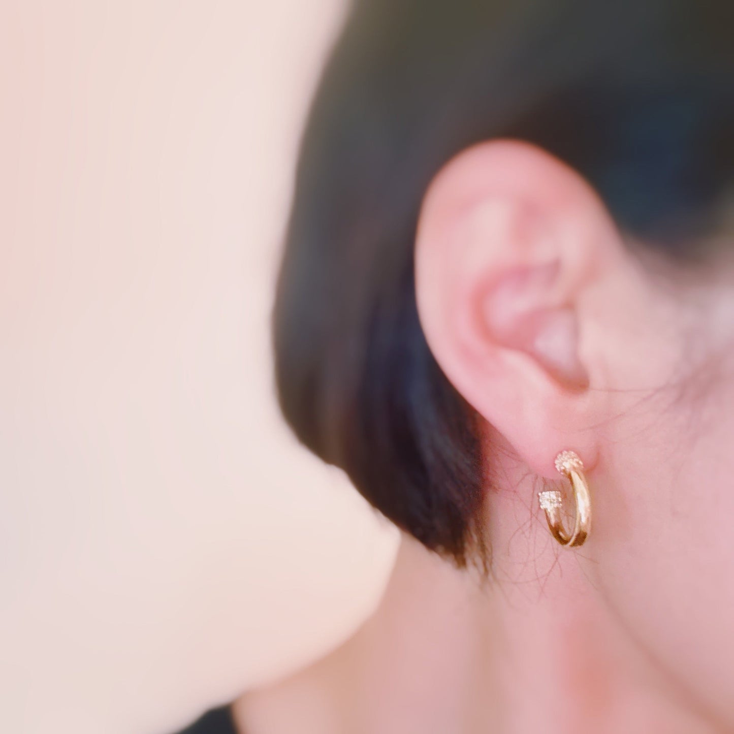 Simply Aiden Hoop Earrings -Gold & CZ Details