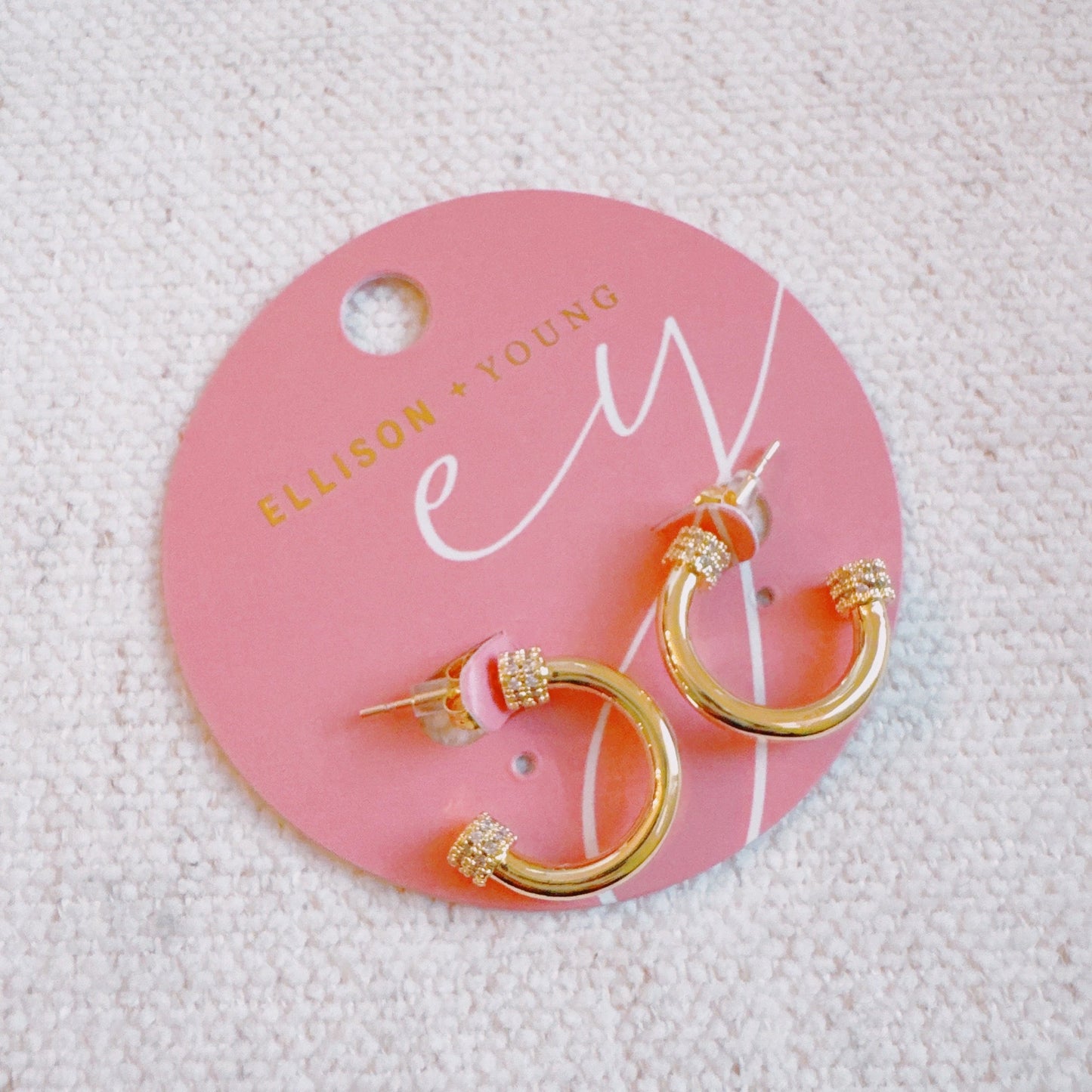 Simply Aiden Hoop Earrings -Gold & CZ Details