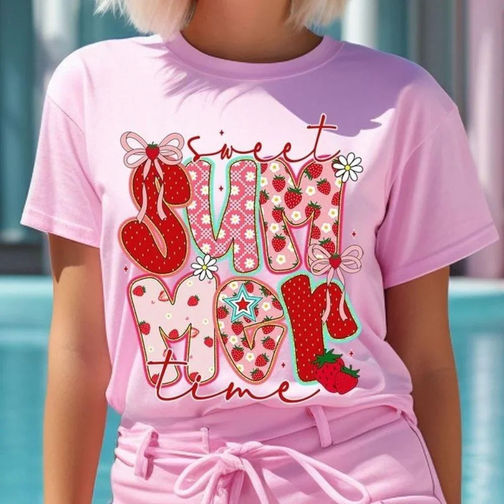 Sweet Summertime Graphic Tee – Cute Retro Summer T-Shirt, Aesthetic Beach Vibes, Casual Trendy Outfit