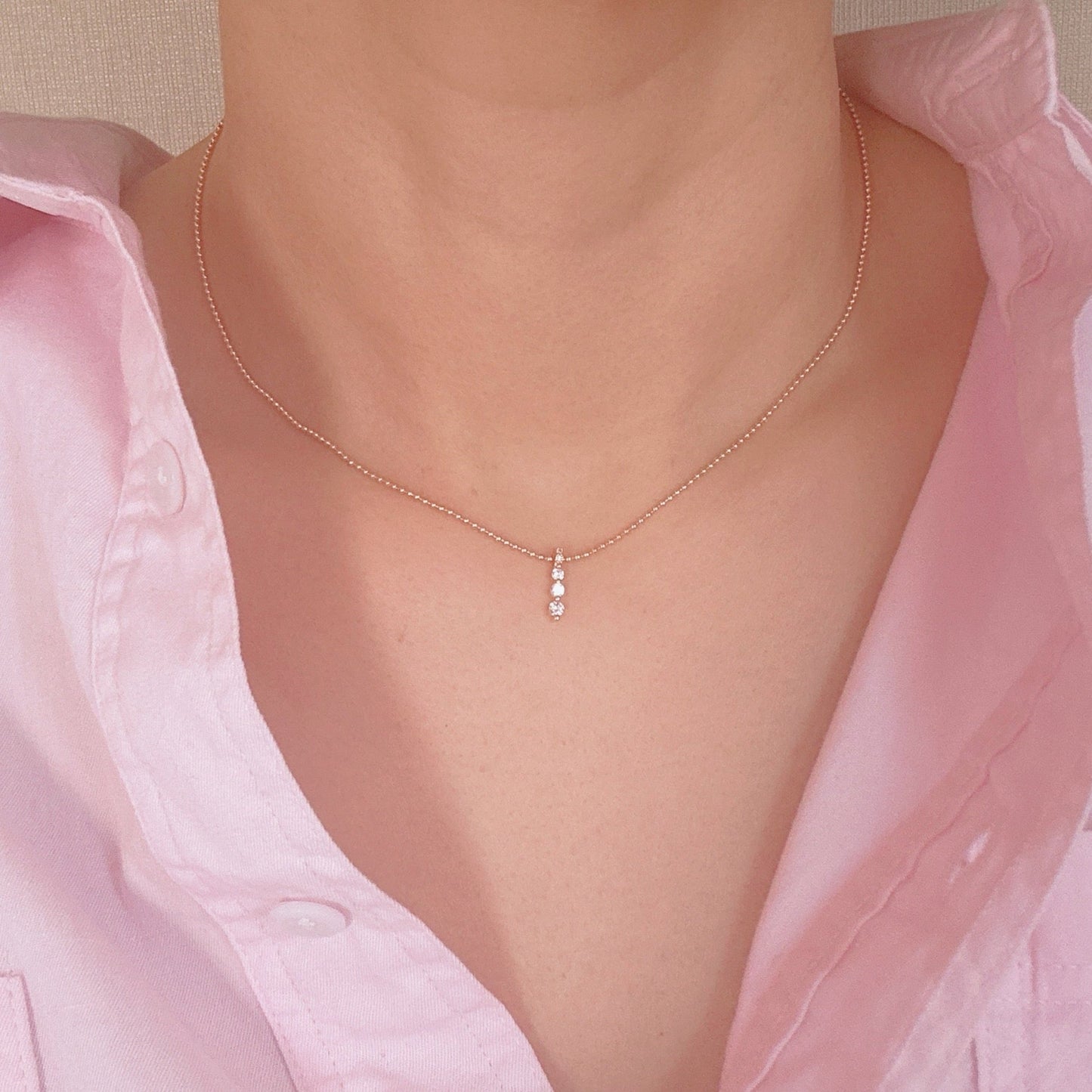 Three Sparkles In A Row Necklace