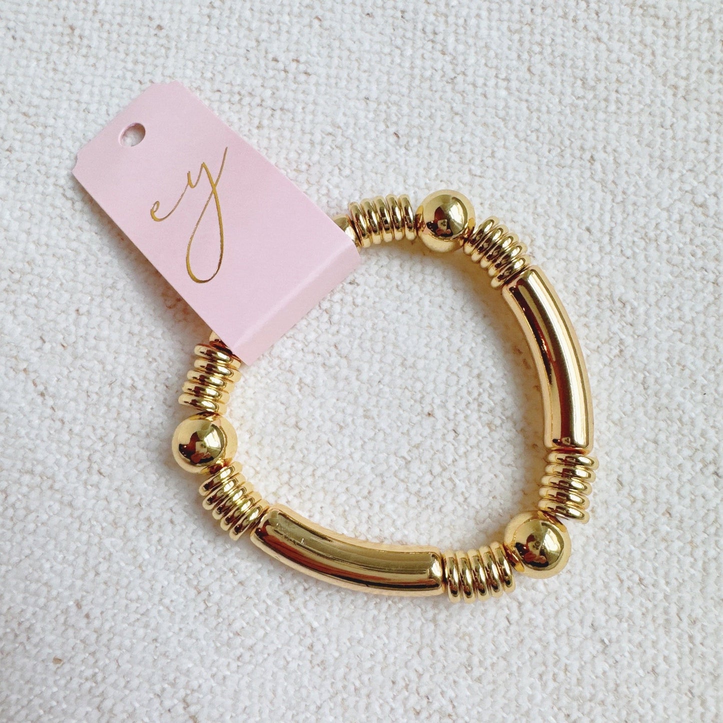 Tube Golden Bead Stretch Bracelet