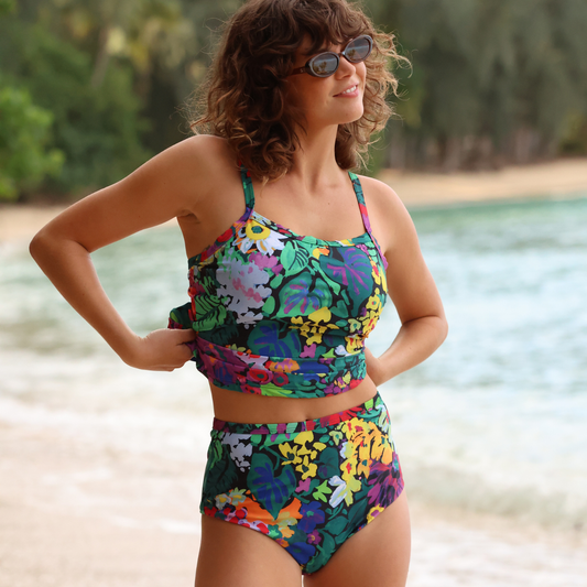 Women's Two Piece Swimsuit Tankini - Fiore Black
