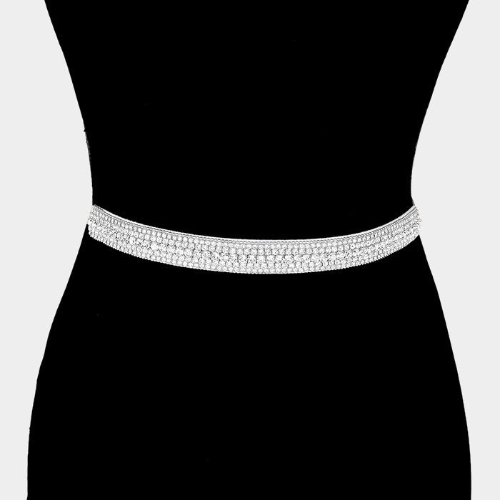 Crystal rhinestone sash ribbon bridal wedding belt / headband