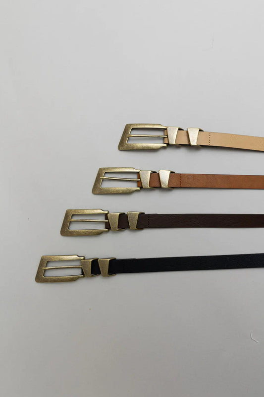 Minimalist Vegan Leather Belt – Sleek & Adjustable Buckle Strap