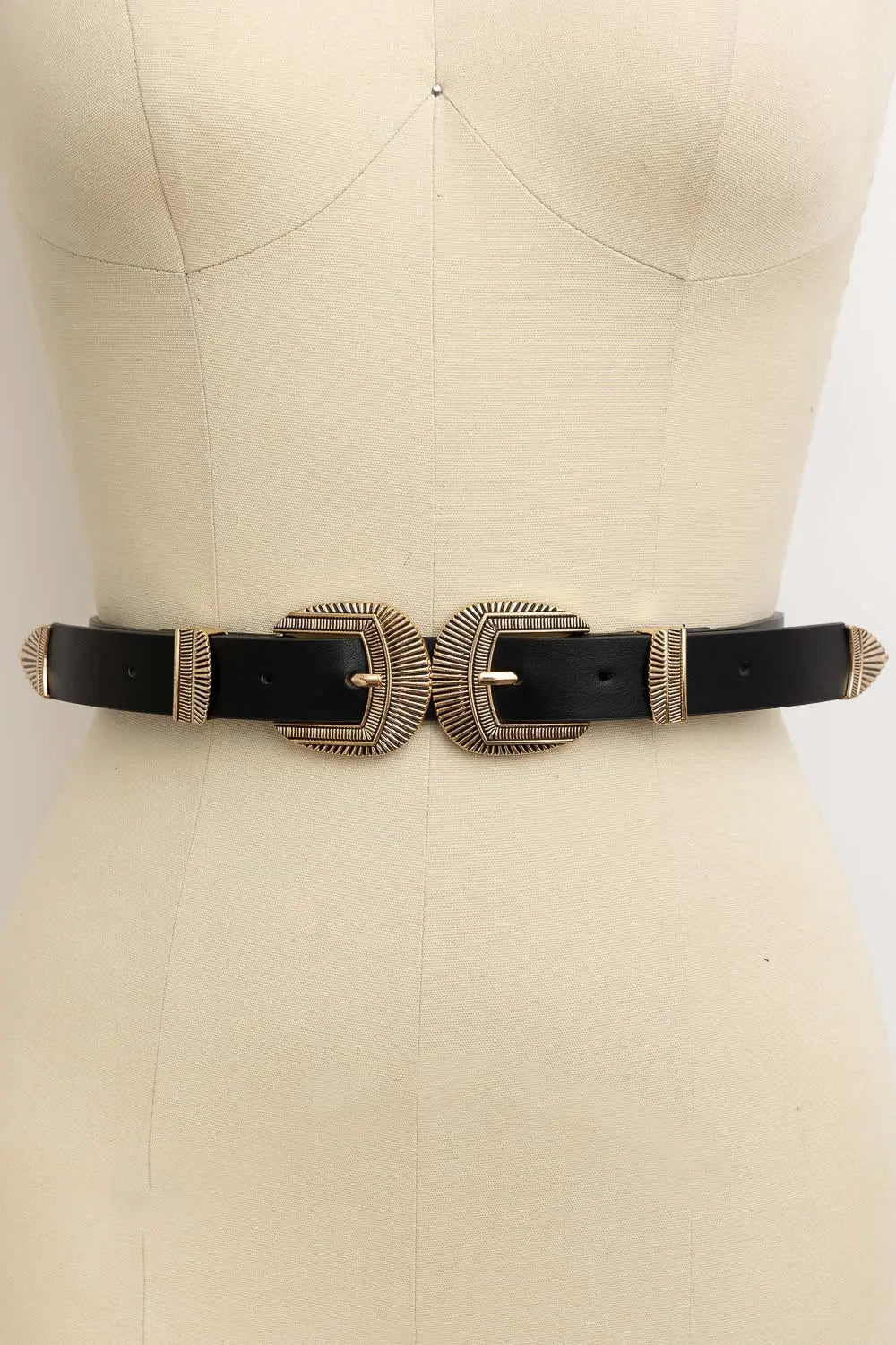 Double Buckle Western Belt – Edgy Faux Leather Statement