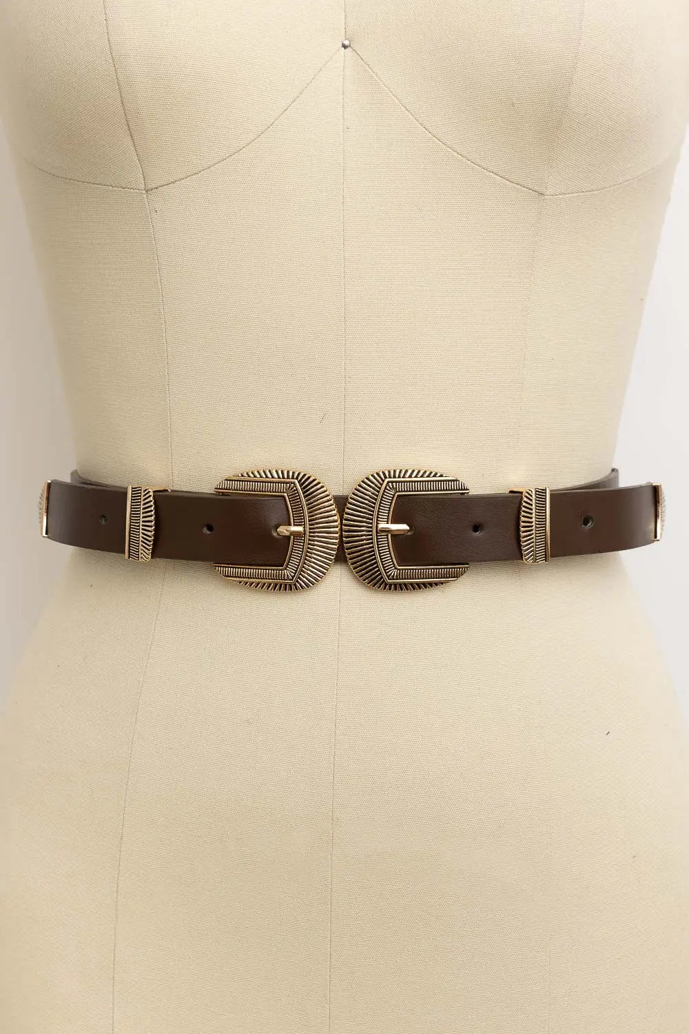 Double Buckle Western Belt – Edgy Faux Leather Statement