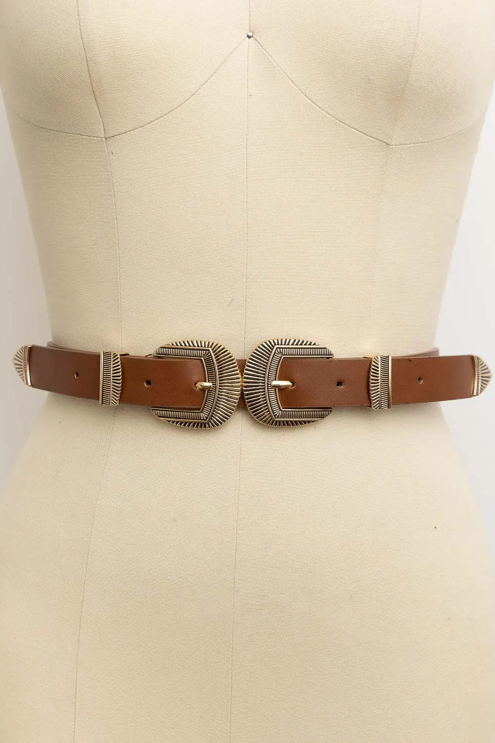 Double Buckle Western Belt – Edgy Faux Leather Statement