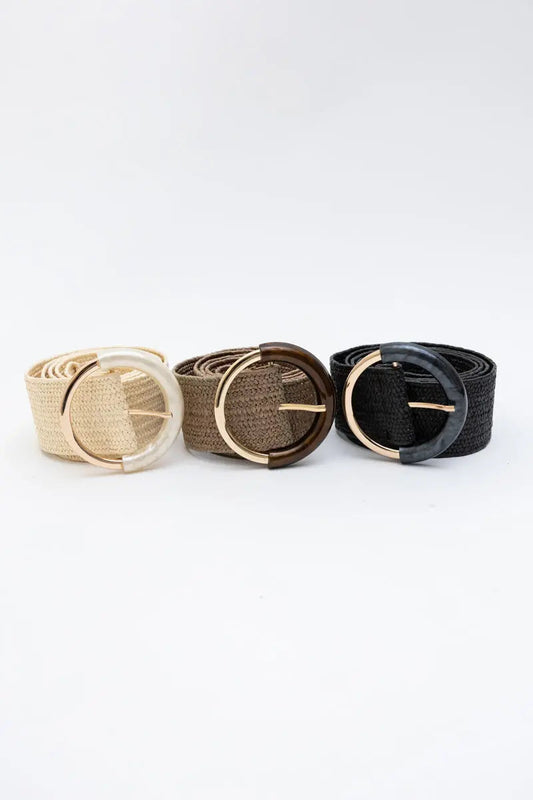 Earthy Chic Nature Loop Raffia Elastic Belt
