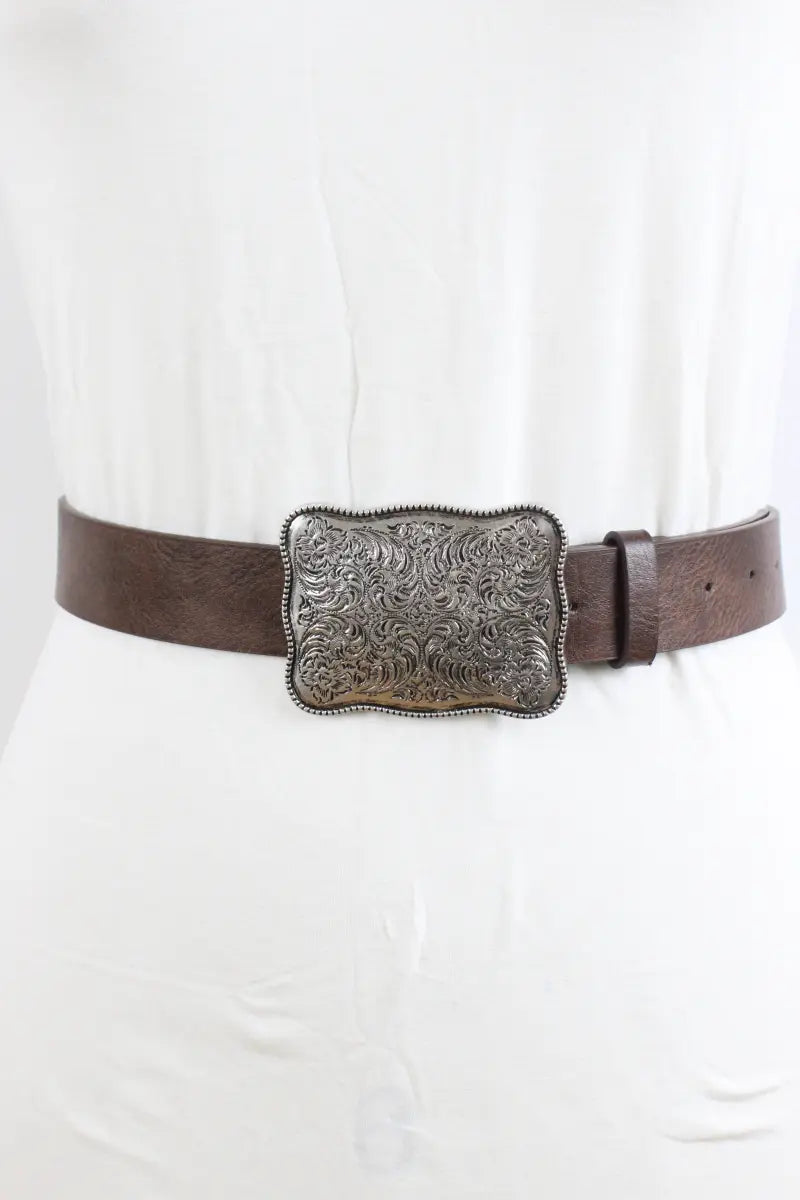 Rugged Square Buckle Belt – Western Ranch Essential 🤠⛓️