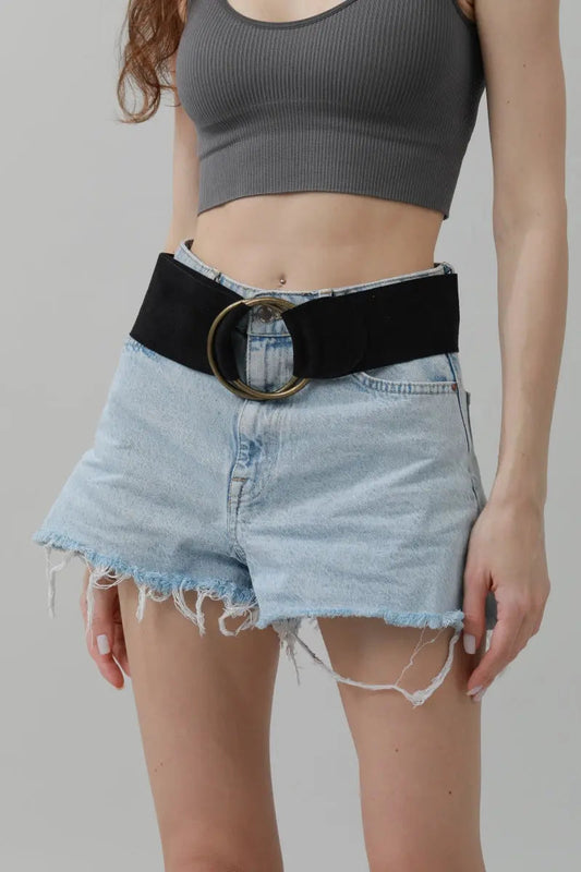Double-Buckle Suede Corset Belt – Adjustable Wrap Design ⚜️🖤