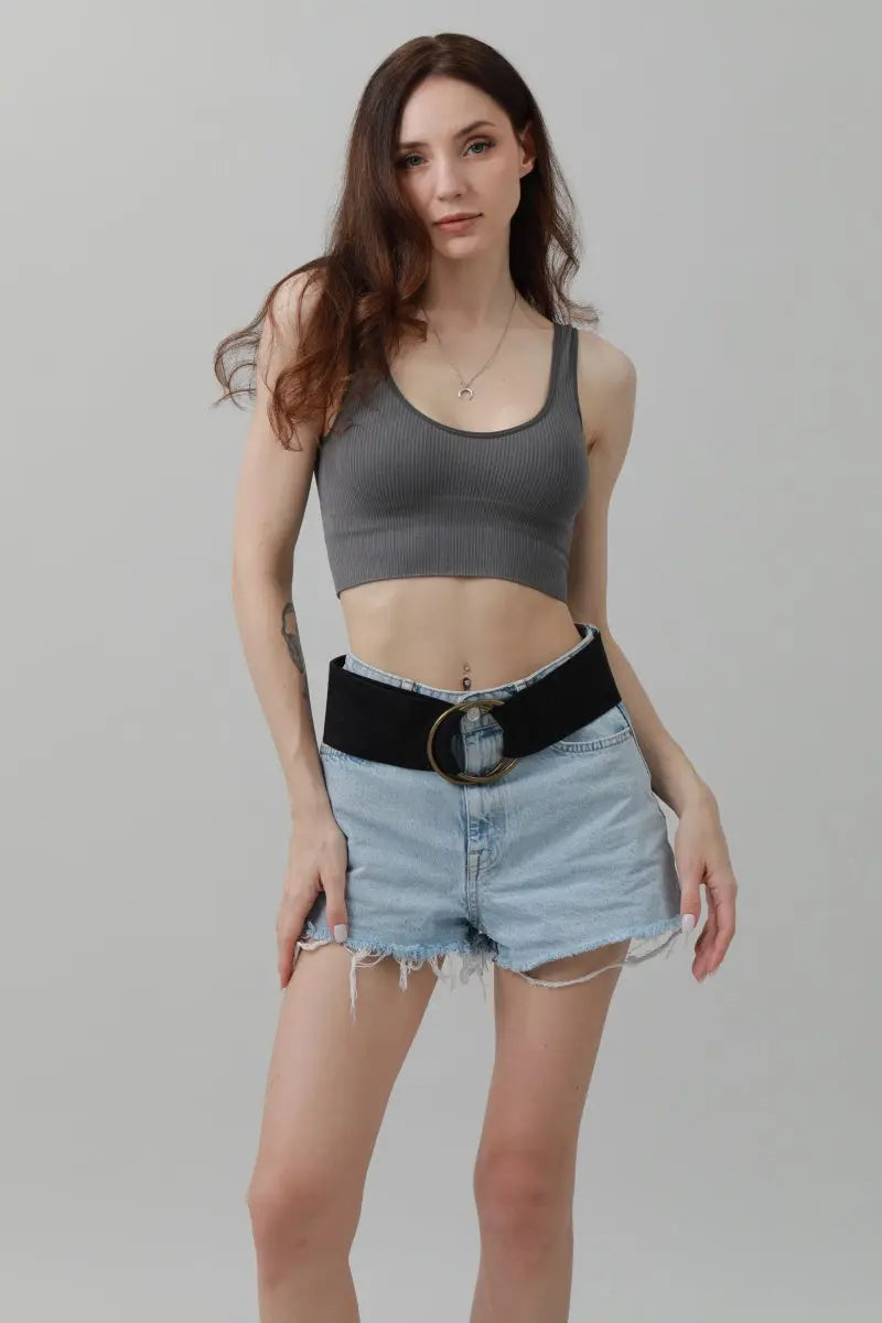 Double-Buckle Suede Corset Belt – Adjustable Wrap Design ⚜️🖤