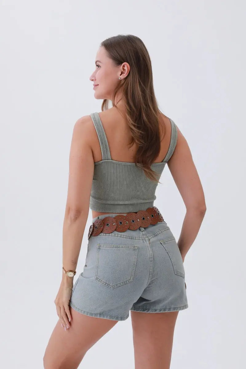 Edgy Hollow-Out Belt – Vintage Patchwork & Punk Studs⛓️✨