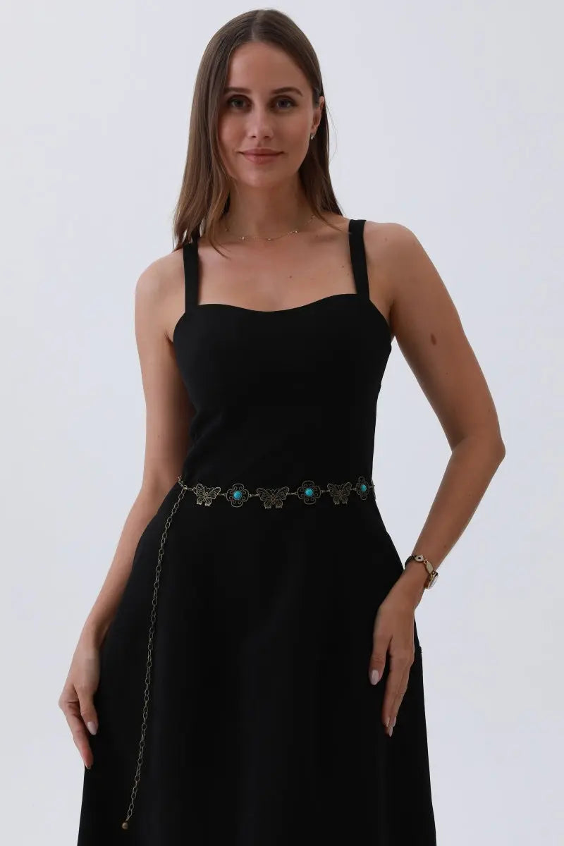 Boho Butterfly Chain Belt – Vintage Western Waist Accent🦋