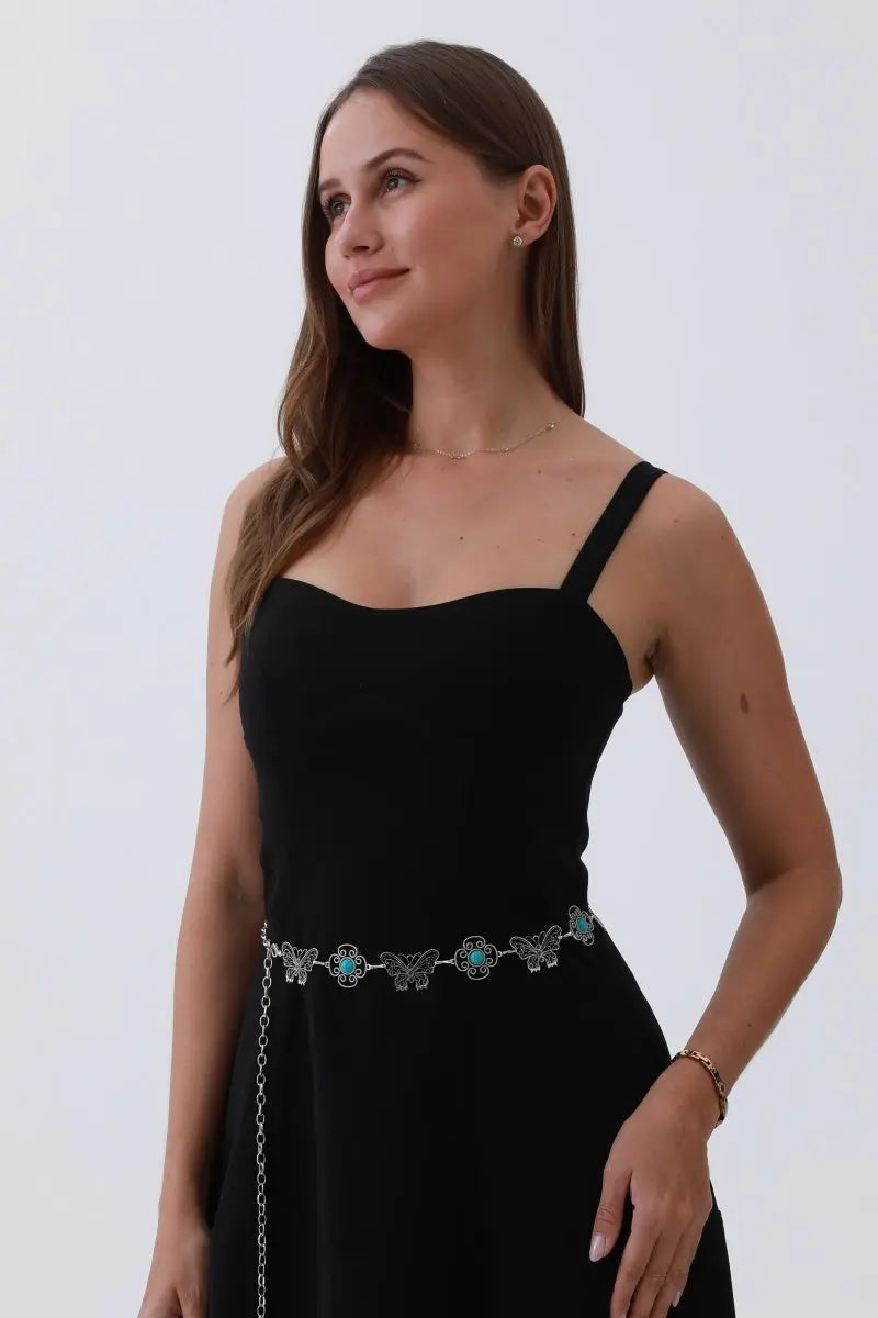 Boho Butterfly Chain Belt – Vintage Western Waist Accent🦋
