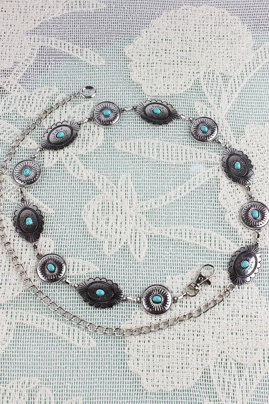 Bohemian Turquoise Waist Chain – Geometric Link Belt💎
