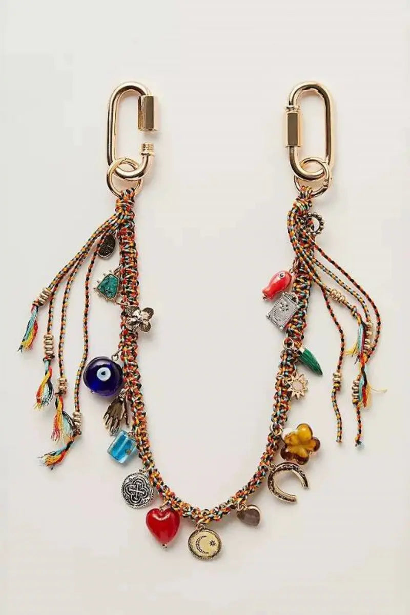 Bold Evil Eye Bag Charm Chain – Handwoven Strap for Fierce Style 👁️🔥