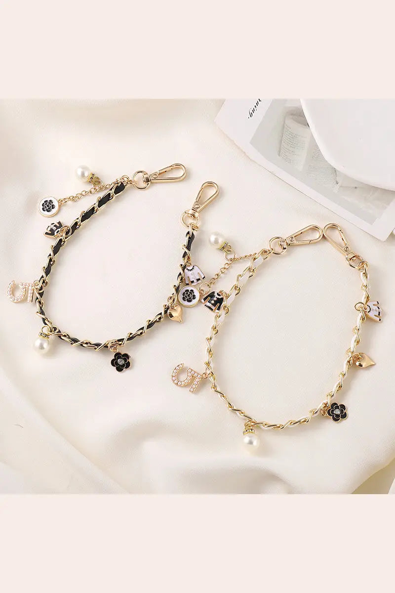 Luxury Pearl & Leather Chain Strap – Designer-Inspired Bag Charm ✨👜