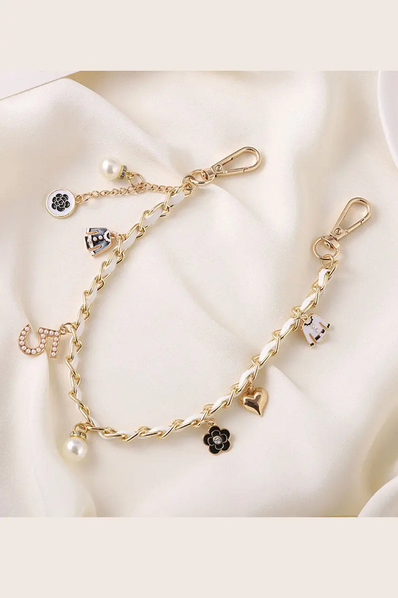 Luxury Pearl & Leather Chain Strap – Designer-Inspired Bag Charm ✨👜