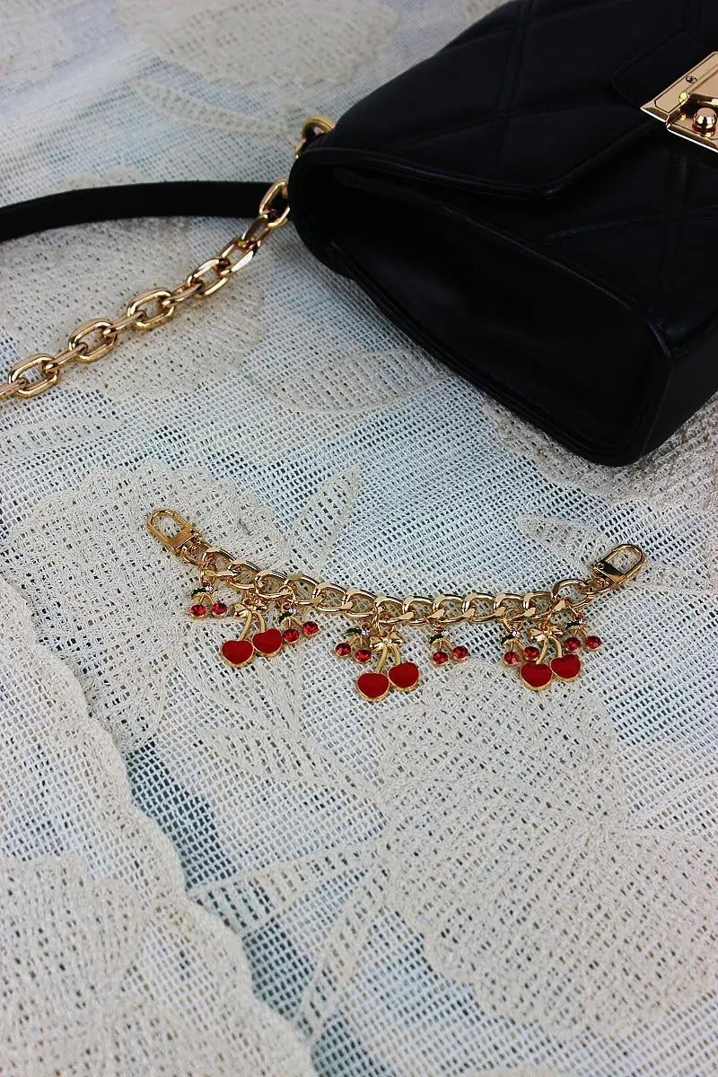 Cherry Charm Crossbody Strap – Adjustable Chain Bag Handle 🍒⛓️