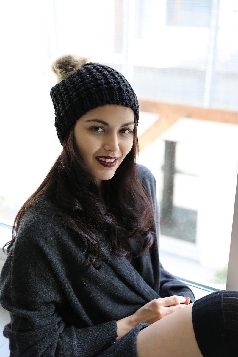Cute Textured Pom Beanie