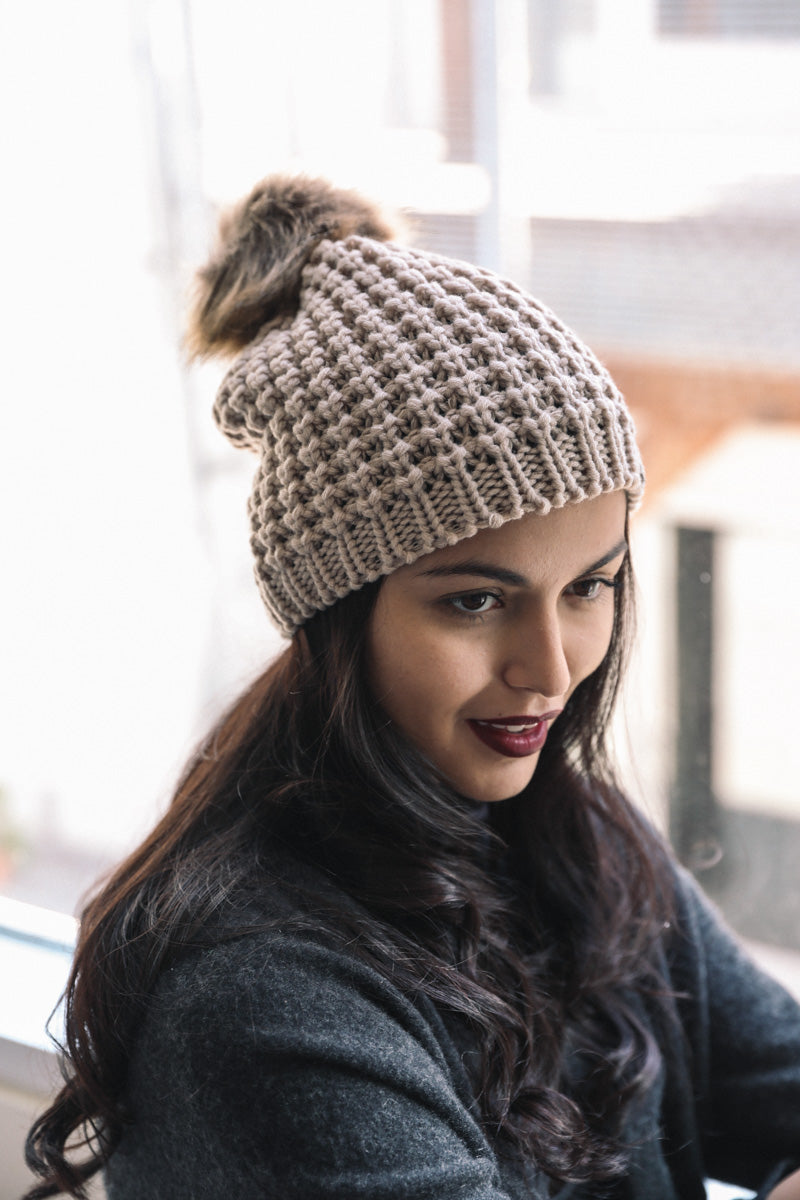 Cute Textured Pom Beanie