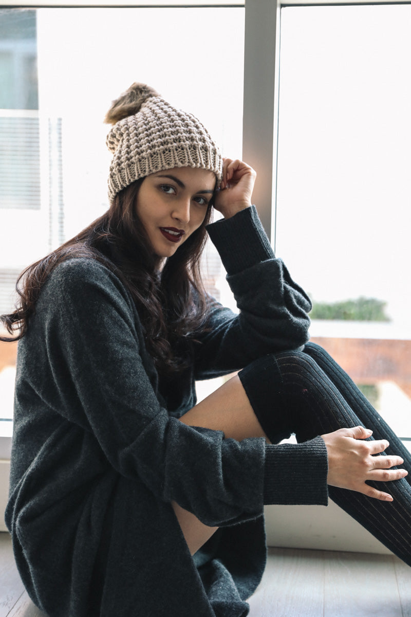Cute Textured Pom Beanie