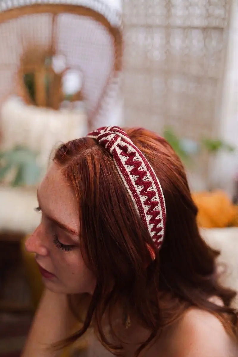 Embroidered Stitch Boho Knot Headband