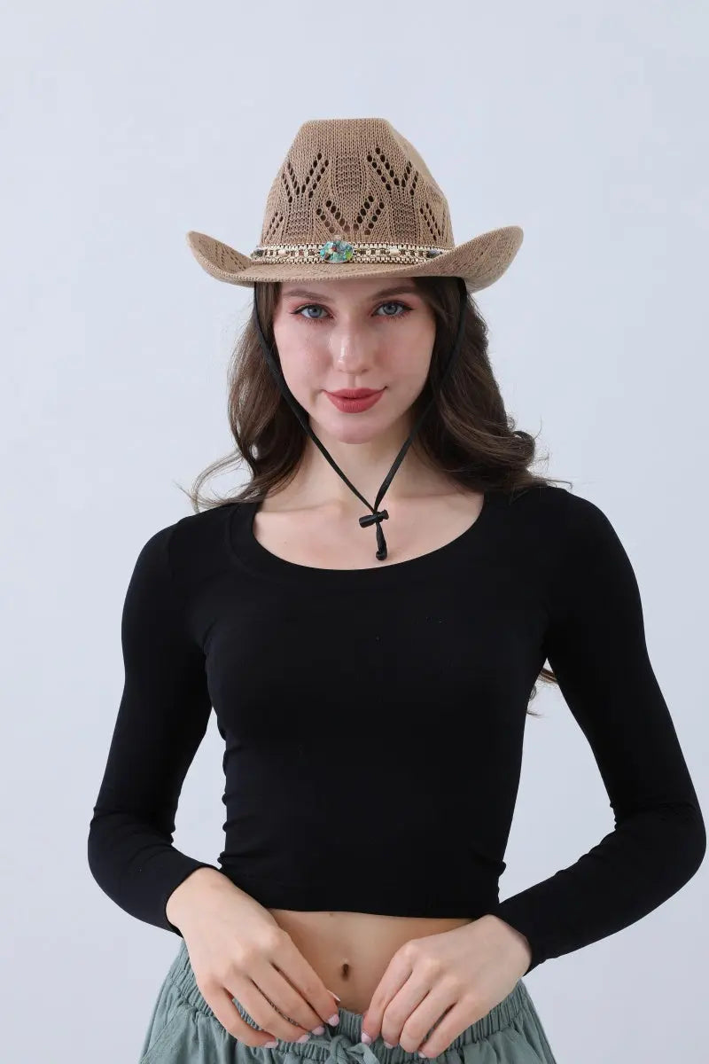 Turquoise Statement Cowboy Hat – Bold Cutout Artistry🌵✨