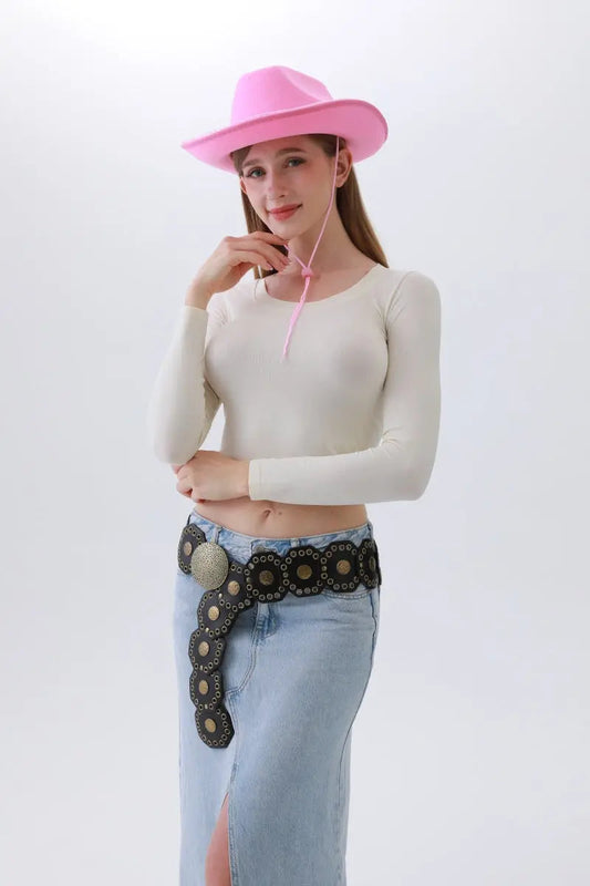 Classic Western Leather Belt – Vintage Cowboy Style ⚜️🤠