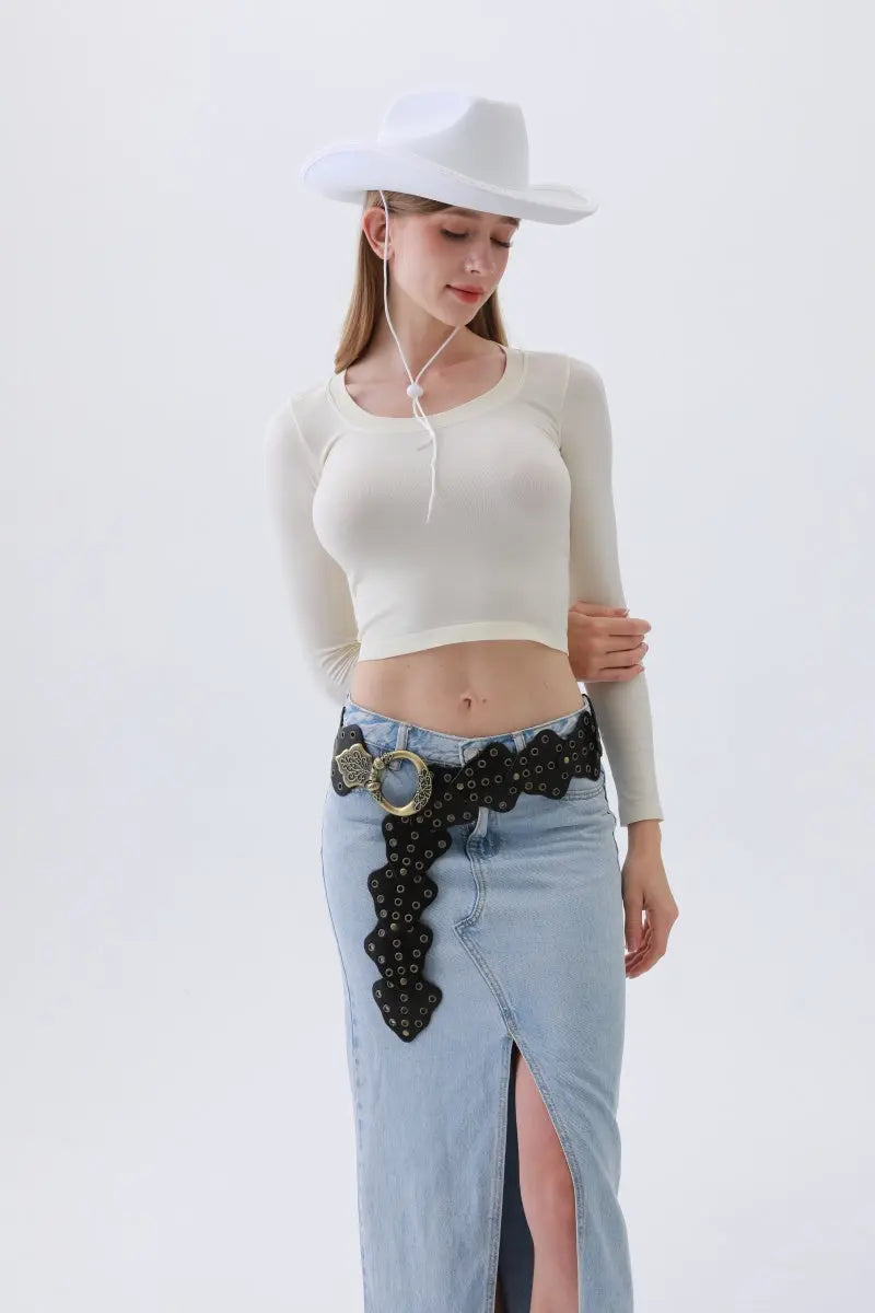 Vintage Leaf Stud Belt – Adjustable Bohemian Waist Cincher🌿✨