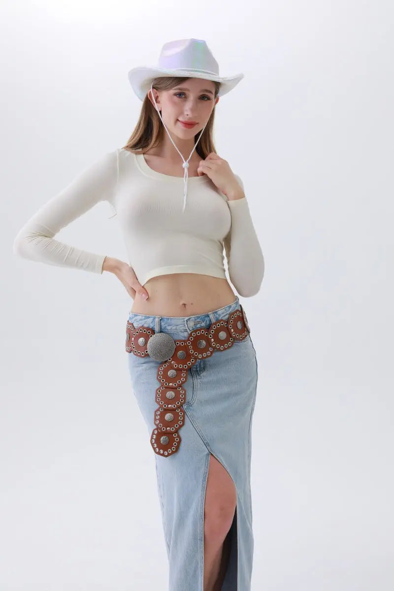 Classic Western Leather Belt – Vintage Cowboy Style ⚜️🤠