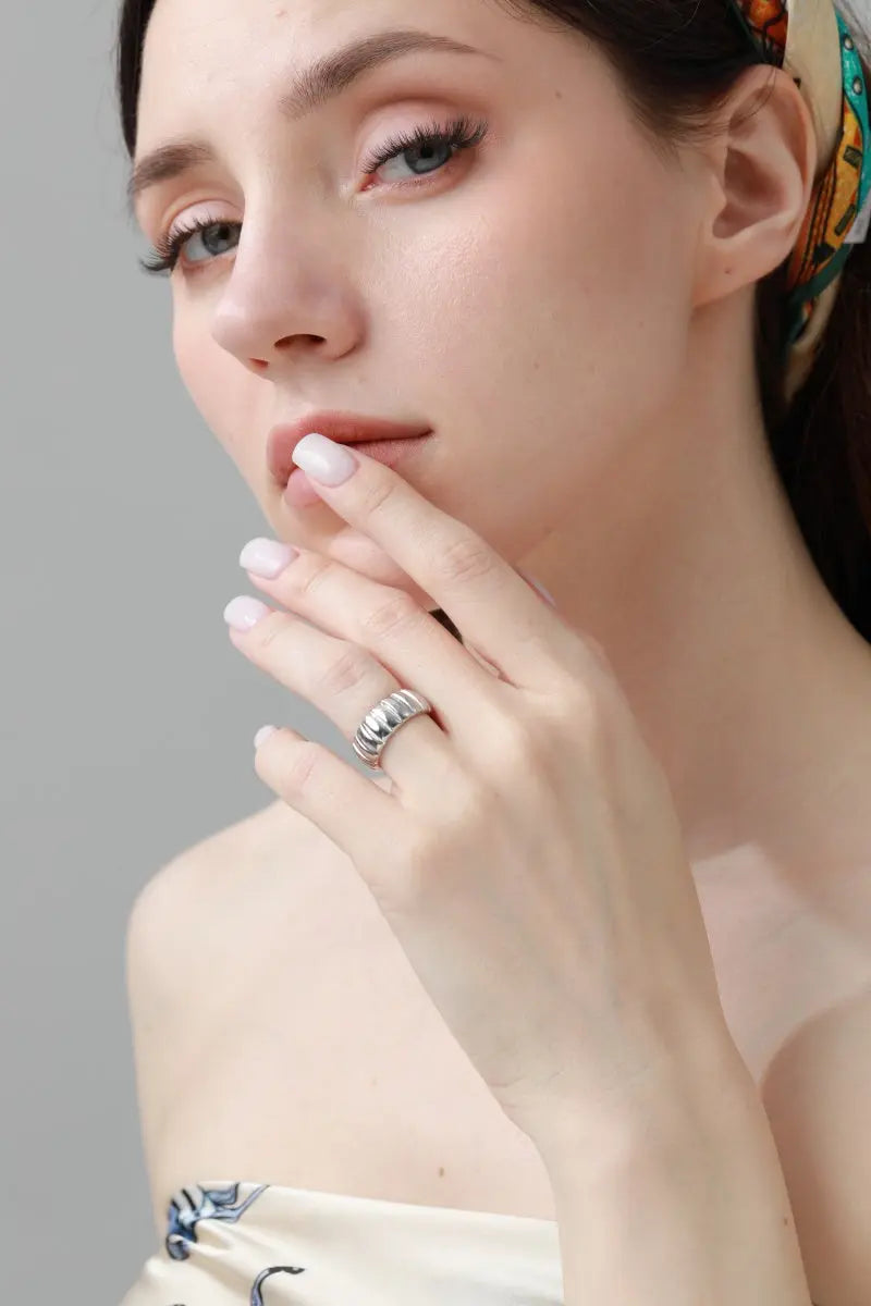 Spiral Nugget Ring – Open Band Stackable Jewelry ⚪⛓️