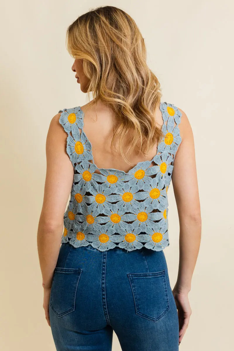 Spring Daisy Crochet Crop Top