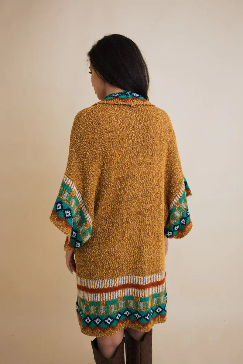 Kachina Style Tapestry Knit Ruana