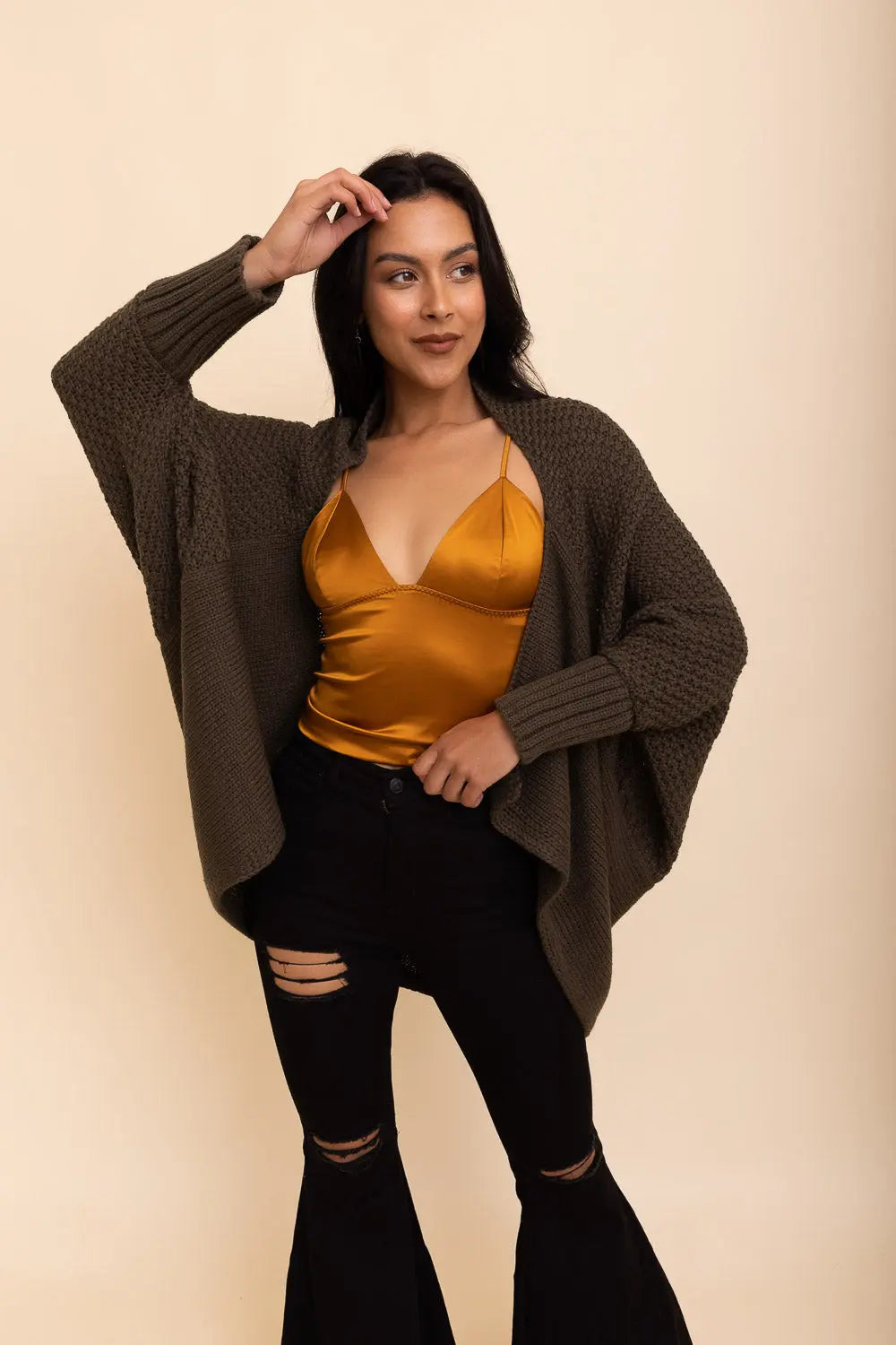Cuddly Bat Sleeve Knit Cardigan