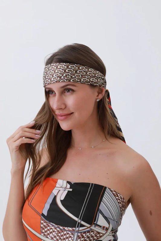 Retro Chain Link Bandana – 70s Glam Meets Silky Edge ⛓️