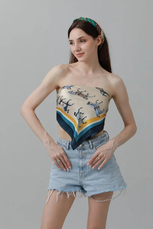 Equestrian Print Bandana – Luxe Silk-Style Horse Scarf 🐎🧣
