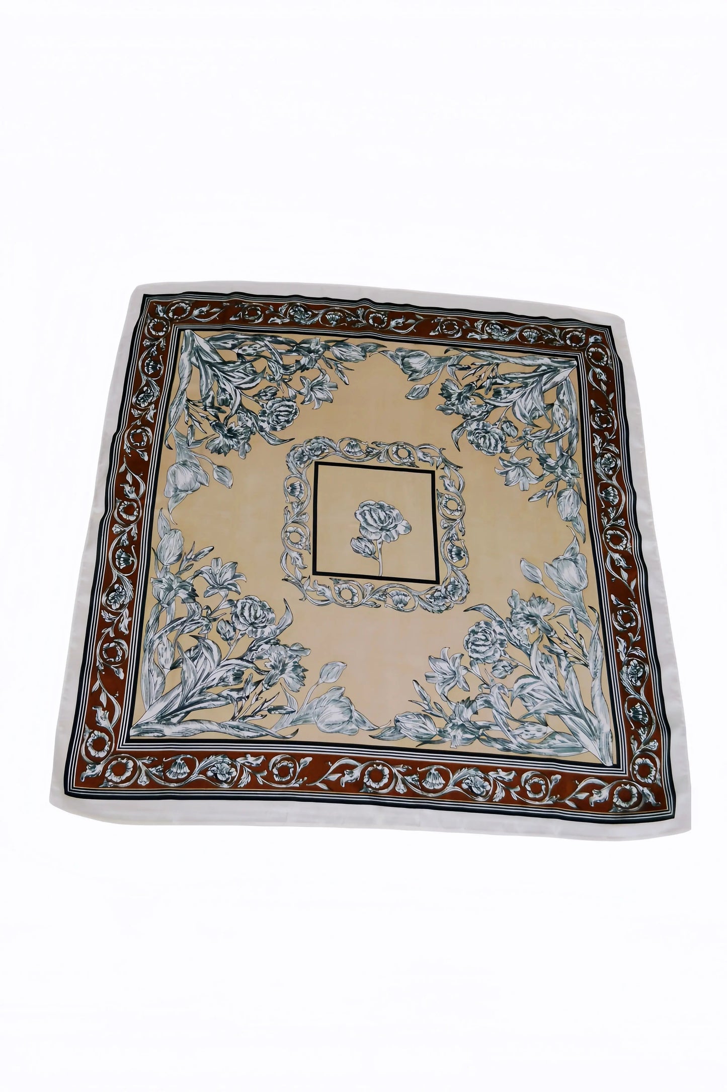 Floral Tulip Scarf – Silk-Style Square Neckkerchief 🌷✨