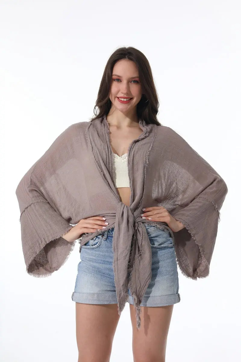 Flounce Sleeve Kimono Wrap