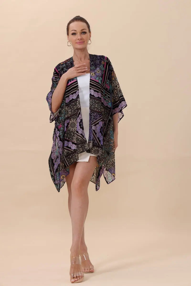 Velvet Bloom Kimono – Luxurious Textures & Artisan Craftsmanship