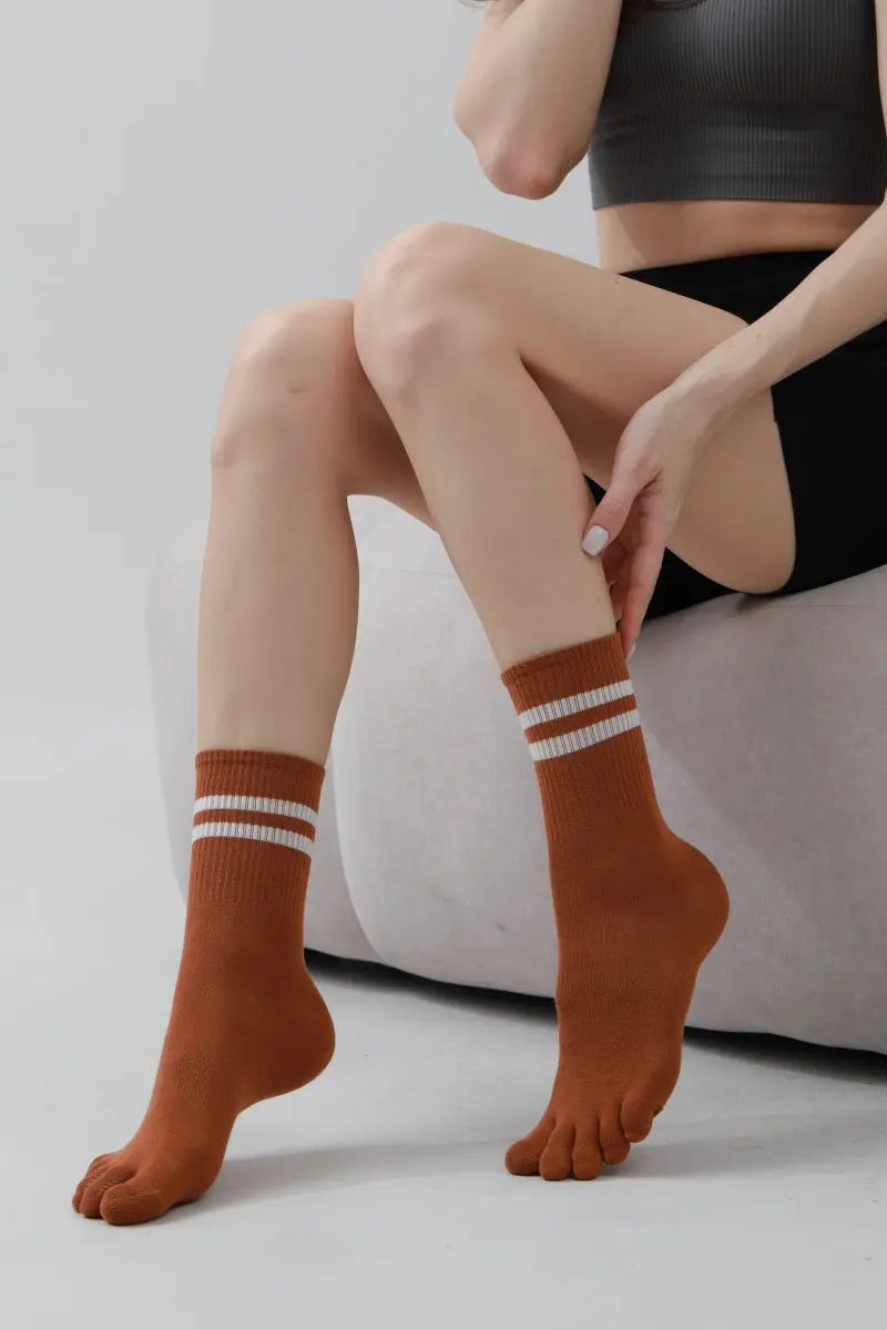 Dual Stripe Toe Socks – Solid Color with Cuff Accent 🧦⚡