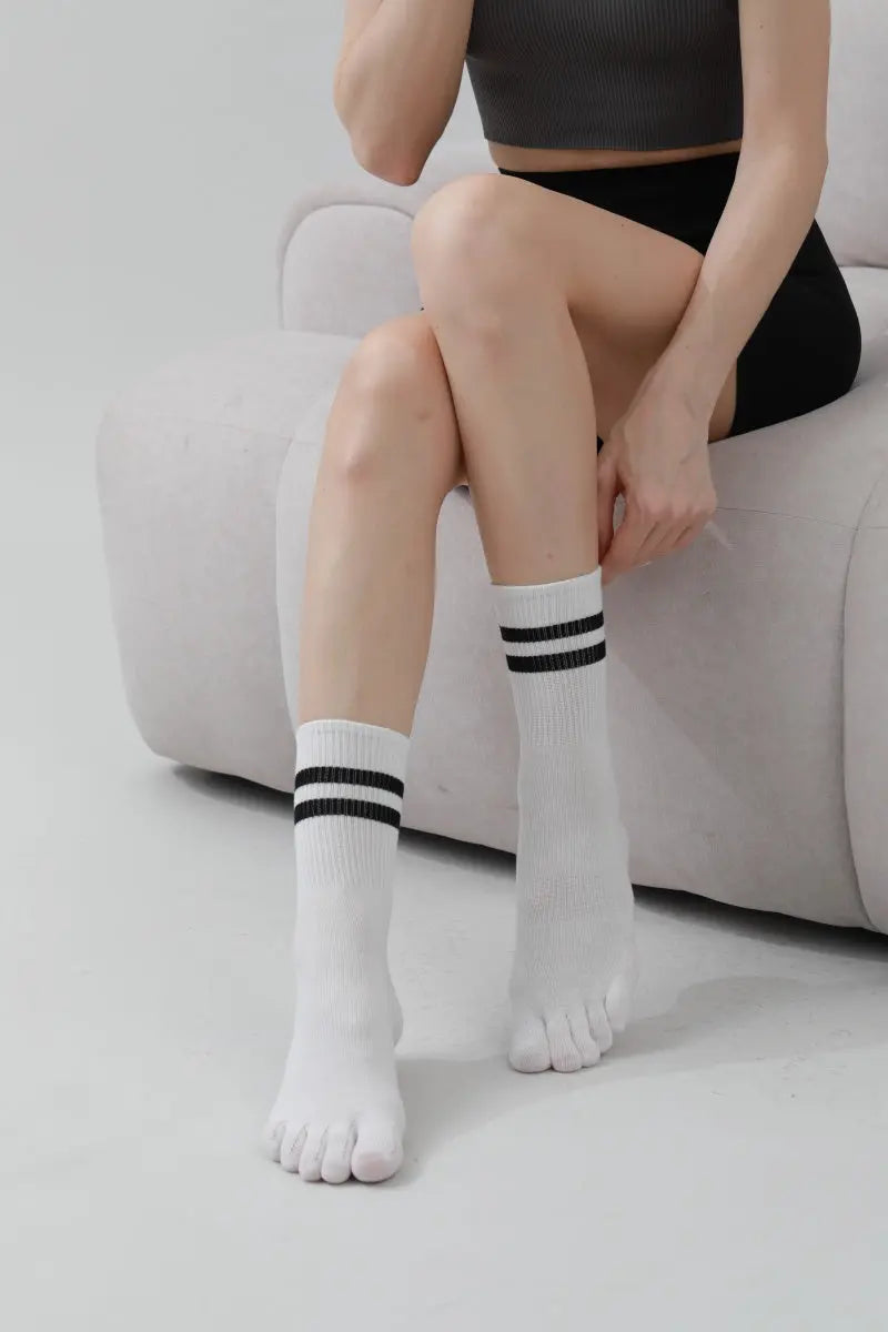 Dual Stripe Toe Socks – Solid Color with Cuff Accent 🧦⚡