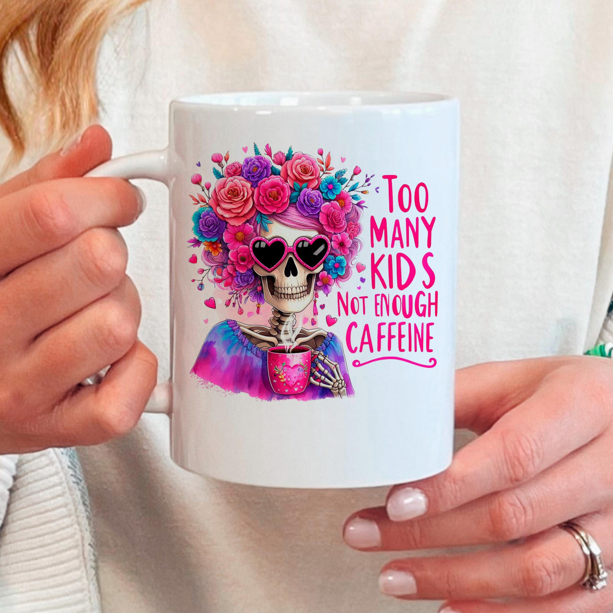 Funny Coffee Mug – Colorful Ceramic Tea Cup with Vibrant Floral Crown Design