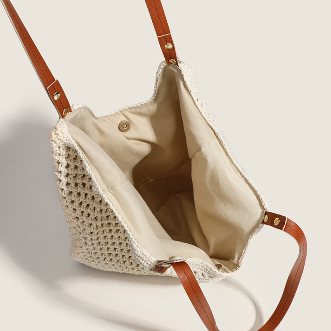 Hobo bag hand-woven, bag casual versatile slouchy bag, seaside vacation beach bag, large capacity shoulder bag
