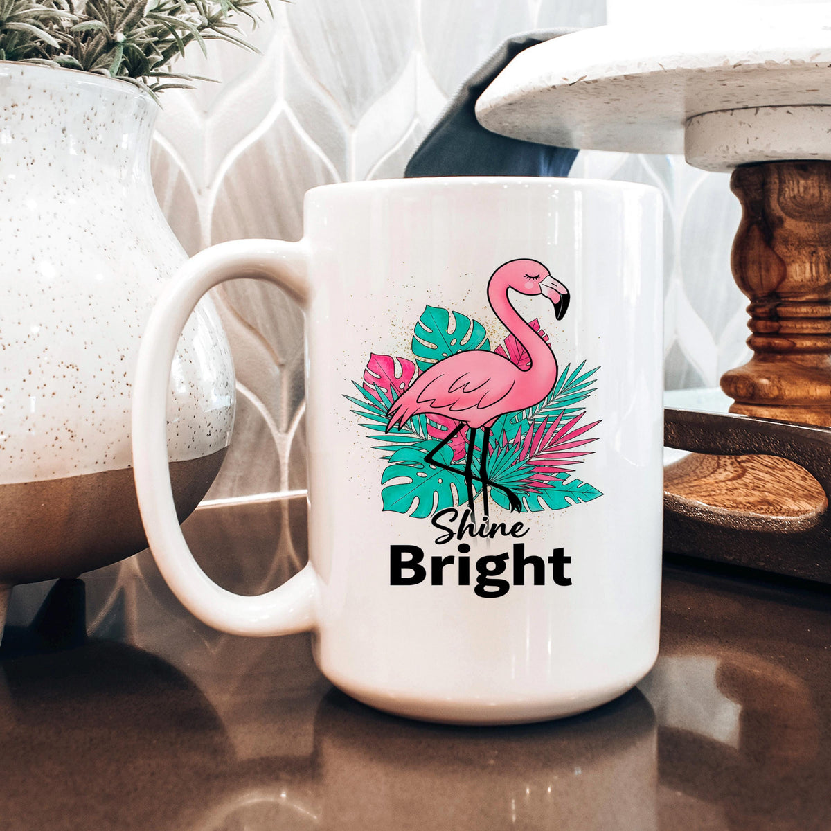 Flamingo Shine Bright Mug – Tropical Coffee Mug | Cute Flamingo Cup, Dishwasher Safe
